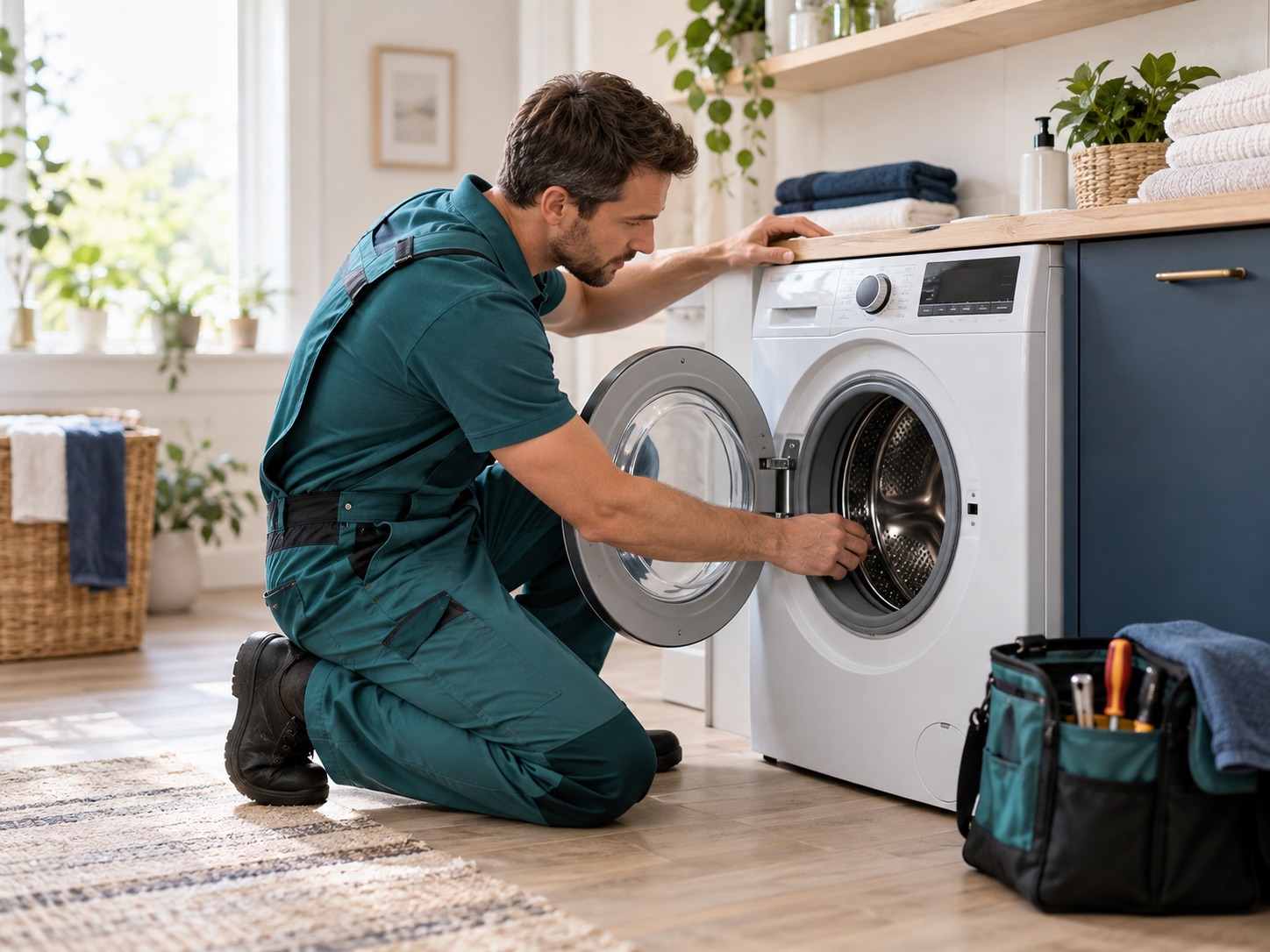 Appliance Repair professional working at a residential service visit