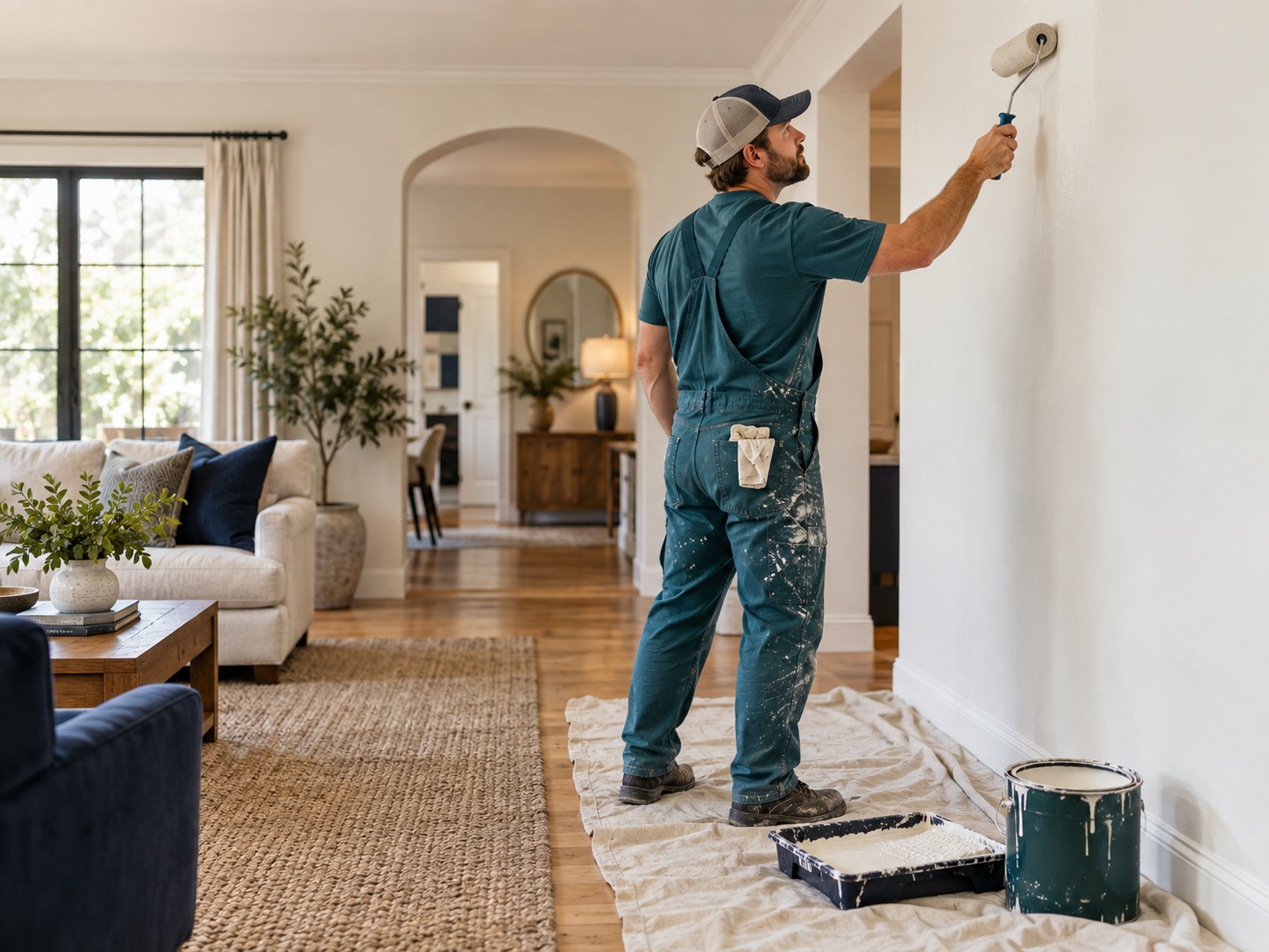 Painting professional working at a residential service visit